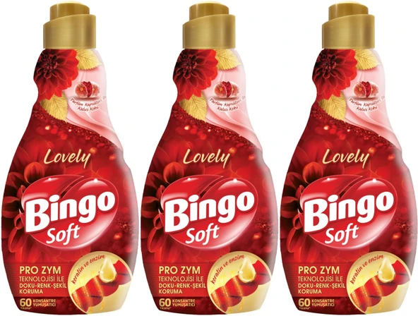 Bingo Soft Çamaşır Yumuşatıcı Konsantre 1440ML Lovely (3 Lü Set)