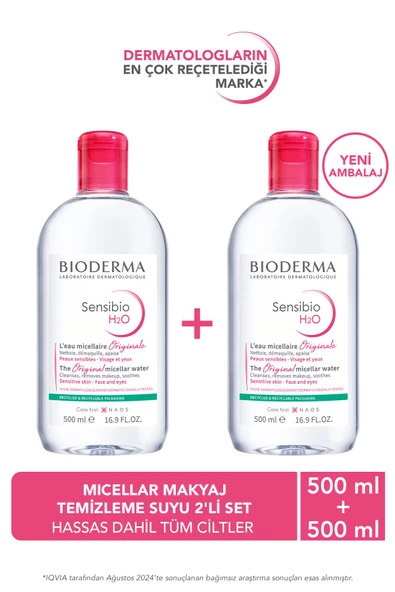 Bioderma Sensibio H2o Micellar Water 500 ml X 2 Adet