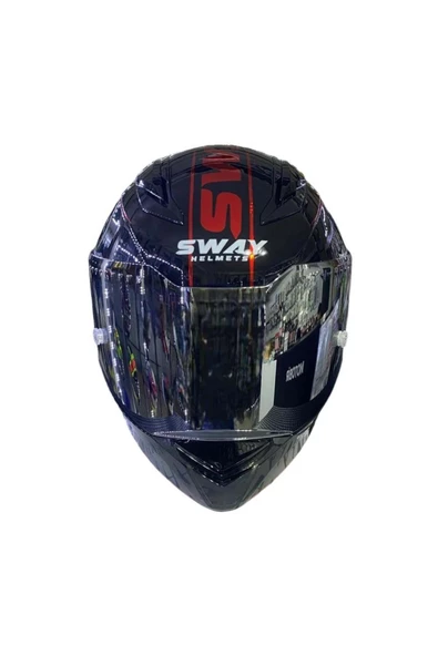 Sway 850 Full Face Aynalı Vizör Kapalı Motosiklet Kaskı Pinlock Hediyeli M Beden Siyah Kırmızı - 4