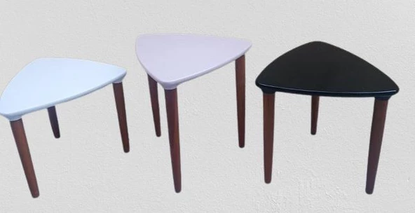 Zigon Sehpa MODEL 90517 Konik Ayak Üçgen Tabla Üç Renk Kutuda Sevk El Yapım - 5