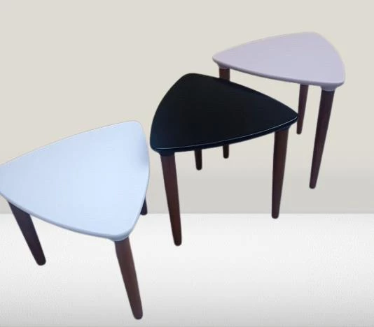 Zigon Sehpa MODEL 90517 Konik Ayak Üçgen Tabla Üç Renk Kutuda Sevk El Yapım