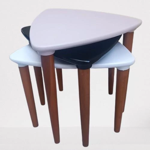 Zigon Sehpa MODEL 90517 Konik Ayak Üçgen Tabla Üç Renk Kutuda Sevk El Yapım - 9