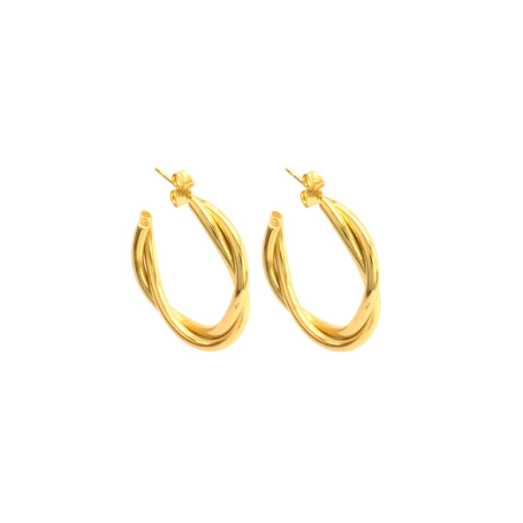 Çelik Halka Küpe Altın Kaplama Kadın Burgu Halka Model UNK-799 - Resim 2