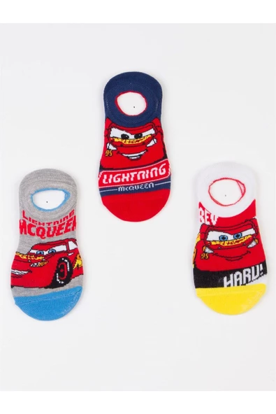 CARS Disney Lisanslı Çocuk 3 Çift Sneakers Çorap 19832