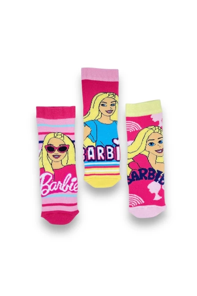 Barbie Lisanslı Kız Çocuk 3 Çift Havlu Soket Çorap 22604