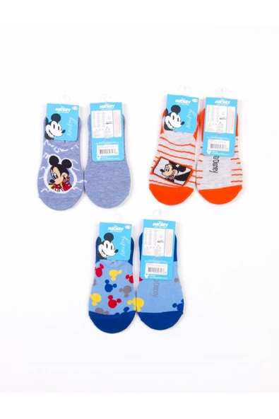 Mickey Mouse Mickey Lisanslı 3 Çift Çocuk Sneakers Çorap 18207 - 2