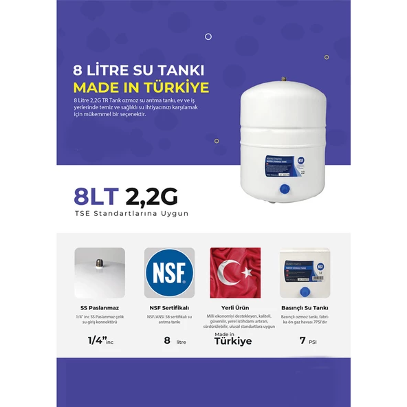 Nehir 12 Litre Su Arıtma Metal Basınç Denge Tankı