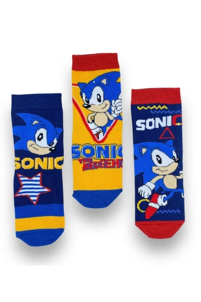 Sonic Lisanslı Erkek Çocuk 3 Çift Soket Çorap 22596