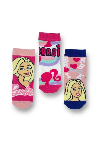 Barbie Lisanslı Kız Çocuk 3 Çift Soket Çorap 22595