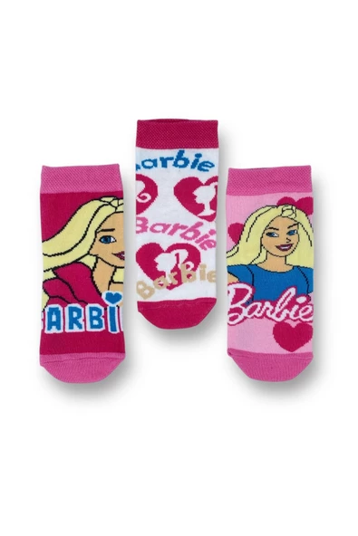 Barbie Lisanslı Kız Çocuk 3 Çift Soket Çorap 22594