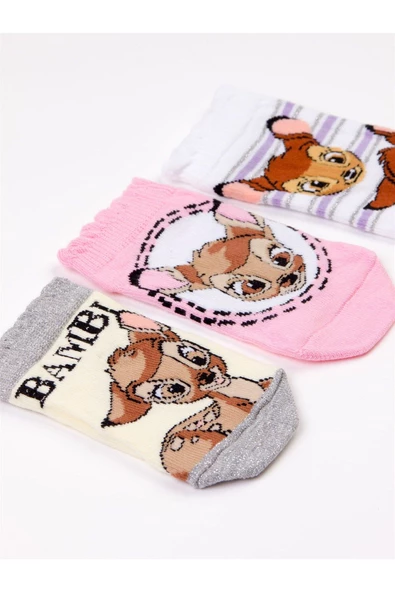Disney Bambi Lisanslı 3 Çift Çocuk Patik Çorap 19841 - 3