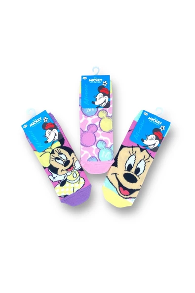 Minnie Mouse Lisanslı Kız Çocuk 3 Çift Soket Çorap 21552 - 3