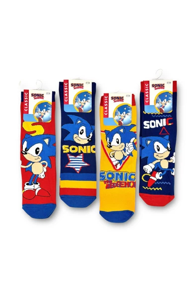 Sonic Lisanslı Erkek Çocuk 4 Çift Soket Çorap 22596 - Resim 3