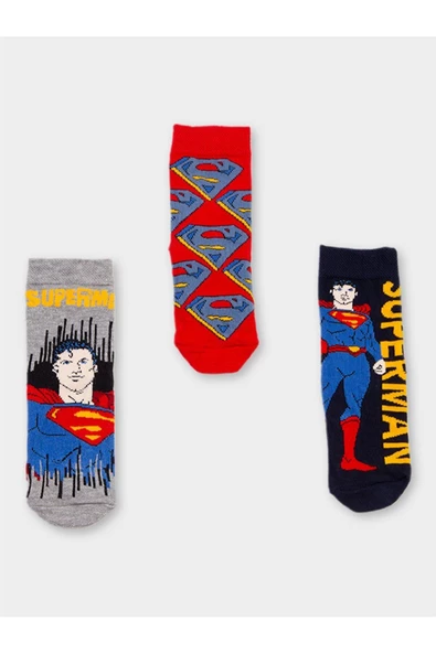 Superman Lisanslı Erkek Çocuk 3 Çift Soket Çorap 20510