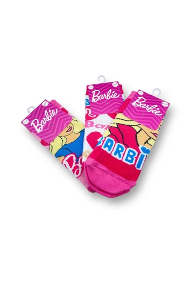 Barbie Lisanslı Kız Çocuk 3 Çift Soket Çorap 22594 - 3