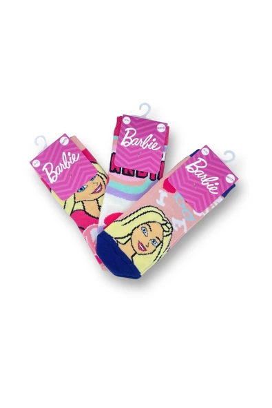 Barbie Lisanslı Kız Çocuk 3 Çift Soket Çorap 22595 - 3