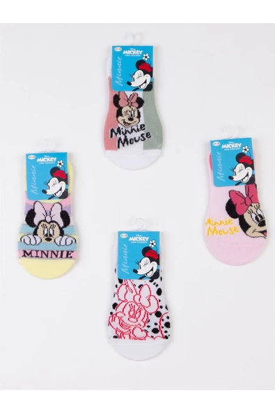 Minnie Mouse Lisanslı Çocuk 4 Çift Sneakers Çorap 19826 - 2