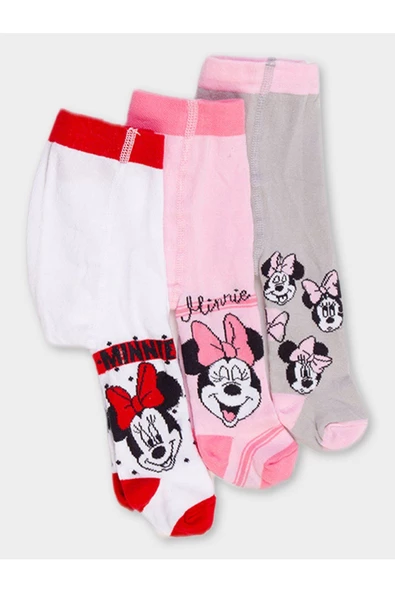 Minnie Mouse Disney Minnie Mouse Lisanslı Kız Bebek 3 Adet Külotlu Çorap 19035