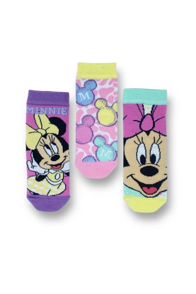 Minnie Mouse Lisanslı Kız Çocuk 3 Çift Soket Çorap 21552