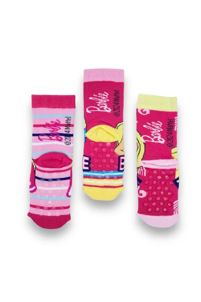 Barbie Lisanslı Kız Çocuk 3 Çift Havlu Soket Çorap 22604 - 2
