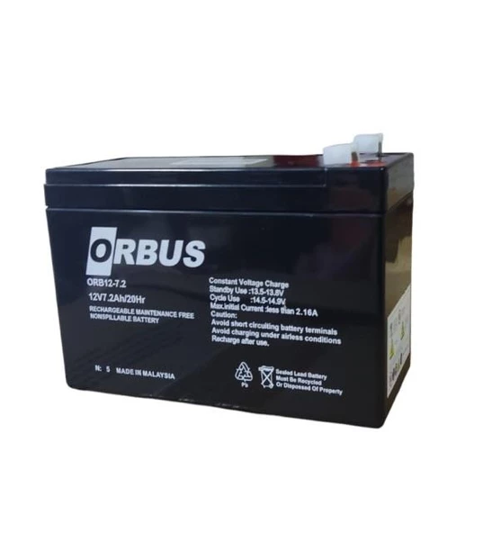 ORBUS 12V 7,2 AH KURU AGM ORBUS AKÜ (EBATLAR: 15x9x6,2mm)