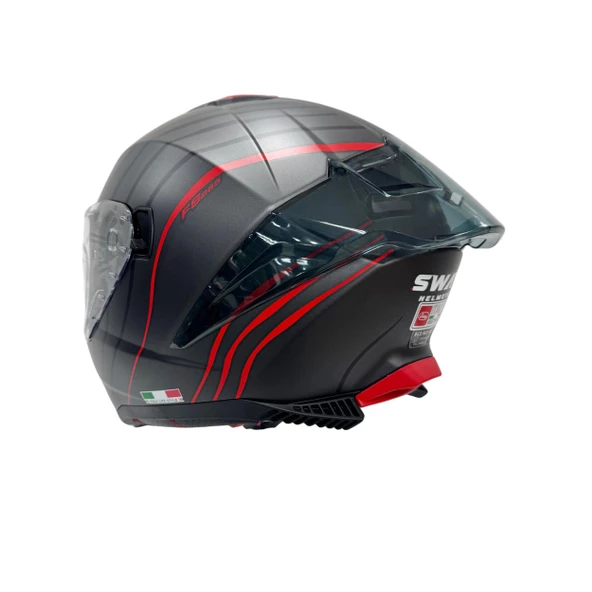 Sway 865 Space Full Face Güneş Gözlüklü Kapalı Motosiklet Kaskı XL Beden Black Red - 10