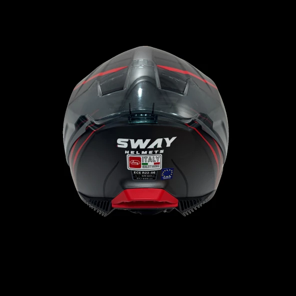 Sway 865 Space Full Face Güneş Gözlüklü Kapalı Motosiklet Kaskı XL Beden Black Red - 9