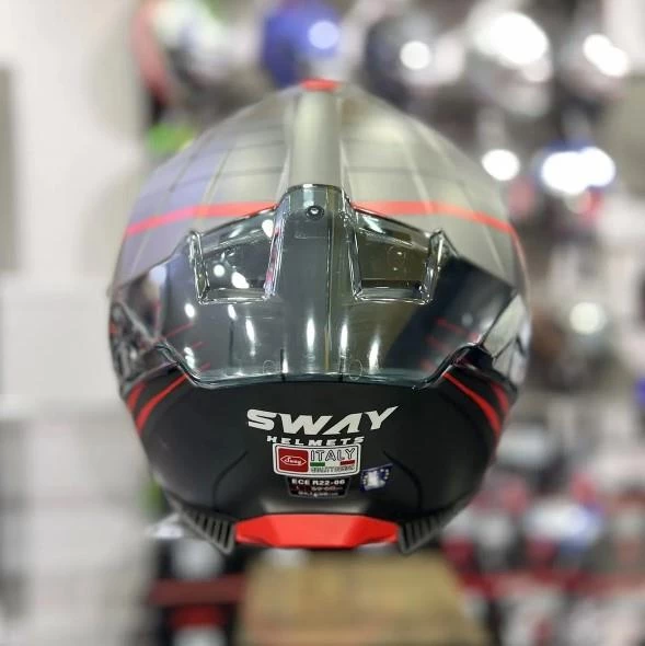 Sway 865 Space Full Face Güneş Gözlüklü Kapalı Motosiklet Kaskı XL Beden Black Red - 3