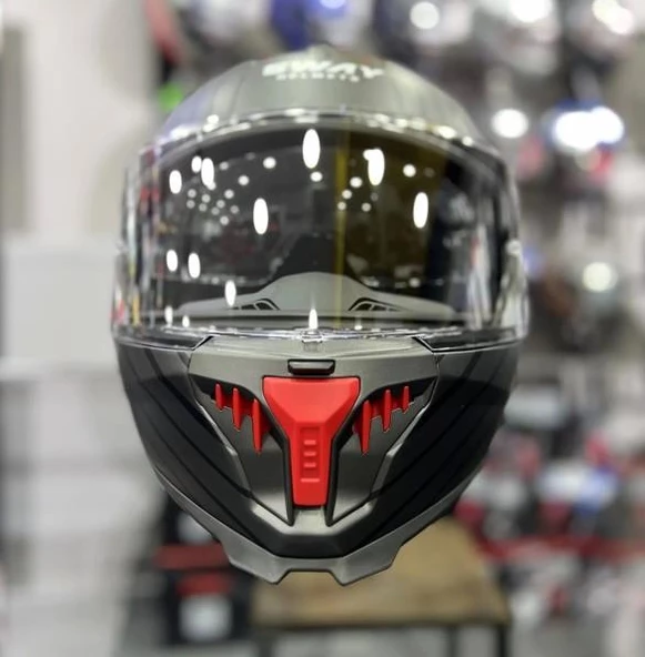 Sway 865 Space Full Face Güneş Gözlüklü Kapalı Motosiklet Kaskı XL Beden Black Red - 4