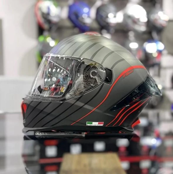 Sway 865 Space Full Face Güneş Gözlüklü Kapalı Motosiklet Kaskı XL Beden Black Red - 6