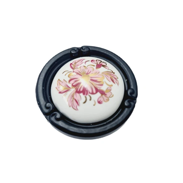 PORSELEN DÜĞME KULP METAL SİYAH BEYAZ  MOTİFLİ   / 5 ADET - Resim 6