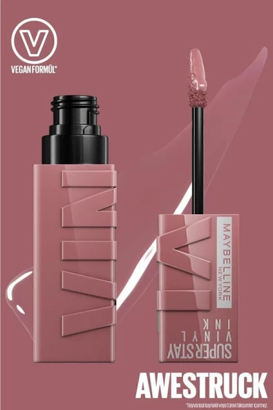 MAYBELLİNE NEW YORK SUPER STAY VİNYL INK UZUN SÜRE KALICI LİKİT PARLAK RUJ 110 AWESTRUCK - 2