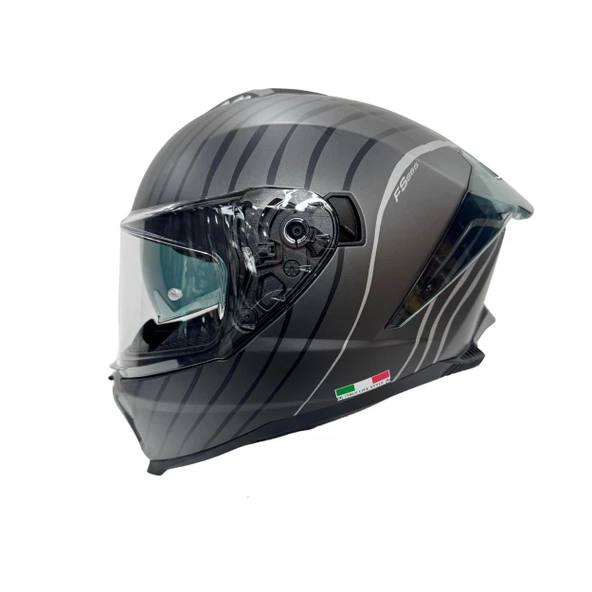 Sway 865 Space Full Face Güneş Gözlüklü Kapalı Motosiklet Kaskı M Beden Black White - 12