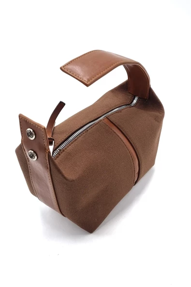 Kadın Kahve Kanvas Archi El Çantası Mini Bag - 2