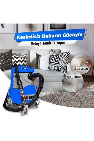 CLEANVAC C90 BUHARLI HALI KOLTUK YIKAMA MAKİNASI KROM AKSESUARLI MODEL