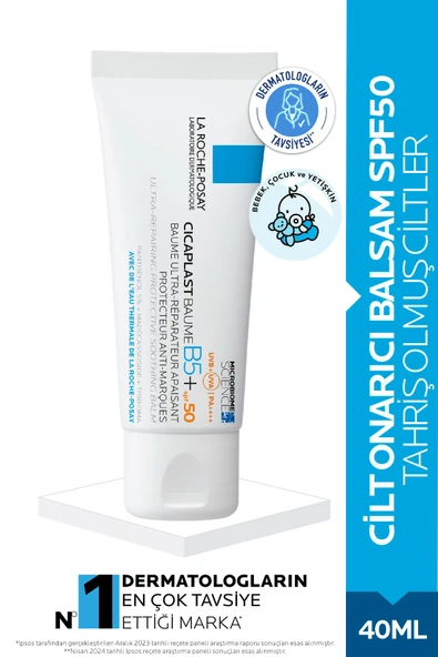 La Roche Posay Cicaplast Baume B5+ SPF50+ Güneş Koruyucu İçeren Onarıcı Bakım Kremi - 40ml