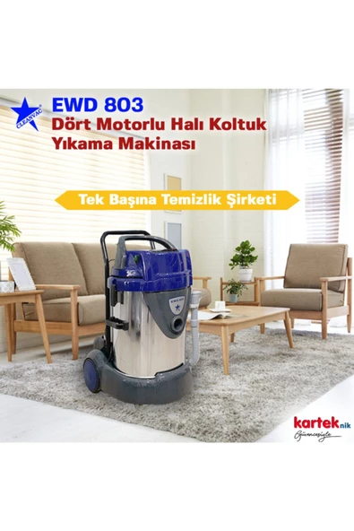 CLEANVAC EWD803 SANAYİ TİPİ HALI KOLTUK YIKAMA MAKİNASI 4 MOTORLU