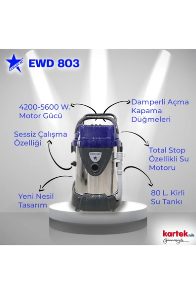 CLEANVAC EWD803 SANAYİ TİPİ HALI KOLTUK YIKAMA MAKİNASI 4 MOTORLU - 2