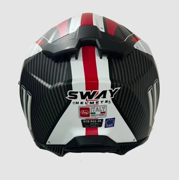 Sway 865 Full Face Güneş Gözlüklü Kapalı Motosiklet Kaskı L Beden Beyaz Kırmızı - 4