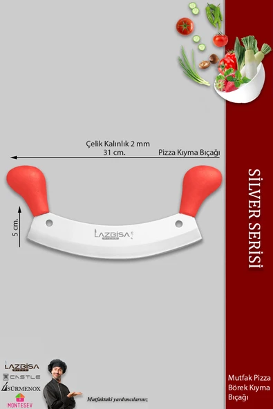 Lazbisa Silver Serisi Mutfak Bıçak Börek Bıçağı Pizza Pide Bıçağı Salata Kıyma Bıçağı ( Mft-127) - Resim 2