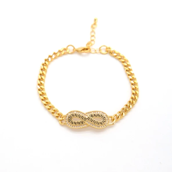 Çelik Bileklik Altın kaplama Kadın Figaro Sonsuzluk Model BLK-1062 - Resim 2