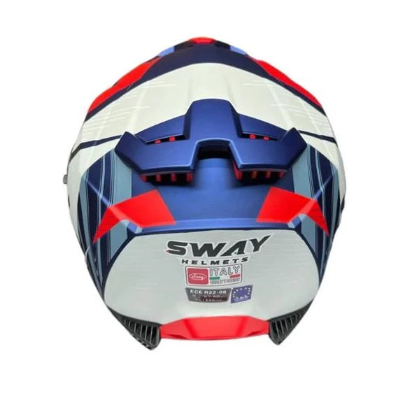 Sway 865 Full Face Güneş Gözlüklü Kapalı Motosiklet Kaskı 2XL Beden Mavi Kırmızı - 7