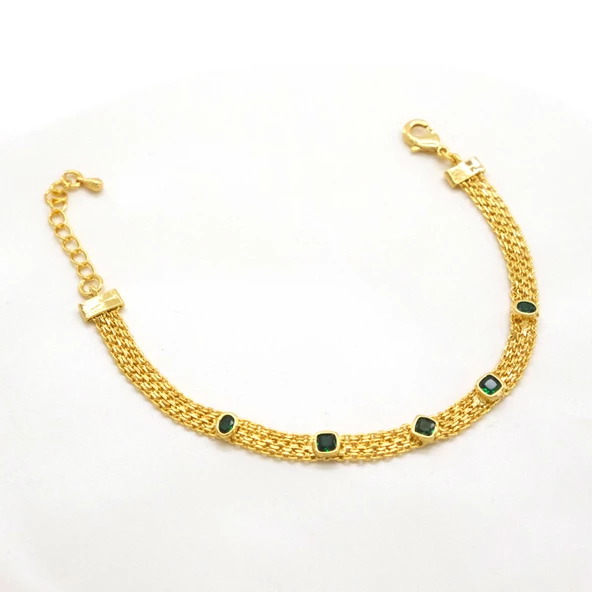 Çelik Bileklik Altın kaplama Kadın Taşlı Model BLK-1060 - 4