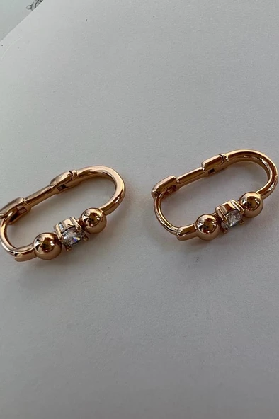 ZİRCON ELİPS ( ALTIN KAPLAMA KÜPE ) MİNİ - Resim 3