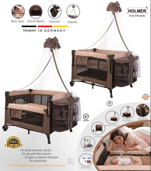 HOLMER Maxi Comfort Coolstyle (ANNE YANI-DELUXE KUMAŞ) Cibinlikli Oyun Parkı/anne Yanı 70x110cm Bej ürün görseli