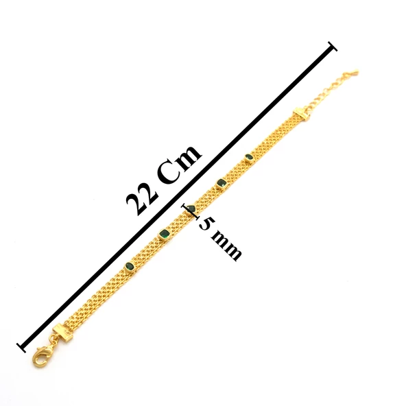 Çelik Bileklik Altın kaplama Kadın Taşlı Model BLK-1060 - 3