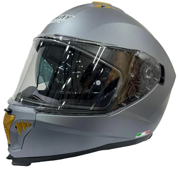 Sway 865 Full Face Double Visor Güneş Gözlüklü Kapalı Motosiklet Kaskı 2XL Beden Mat Gri