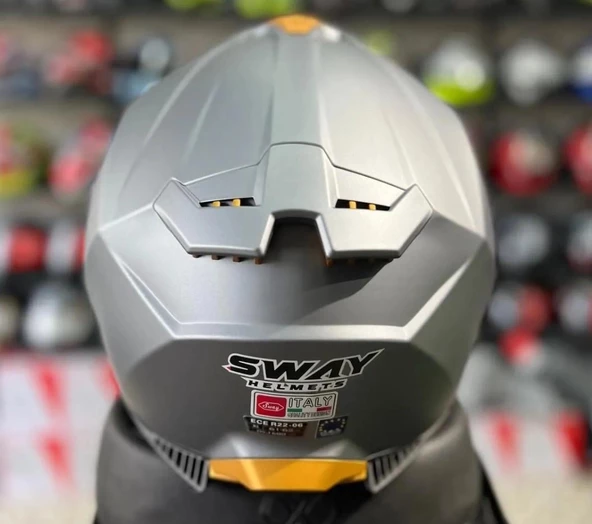 Sway 865 Full Face Double Visor Güneş Gözlüklü Kapalı Motosiklet Kaskı 2XL Beden Mat Gri - 6