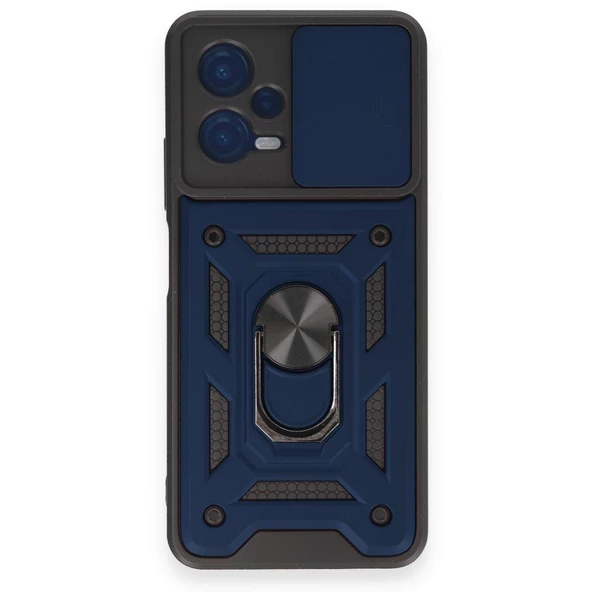 Smody Xiaomi Poco X5 5G İle Uyumlu Kılıf Kamera Korumalı Sürgülü Yüzüklü Standlı Tank - 2