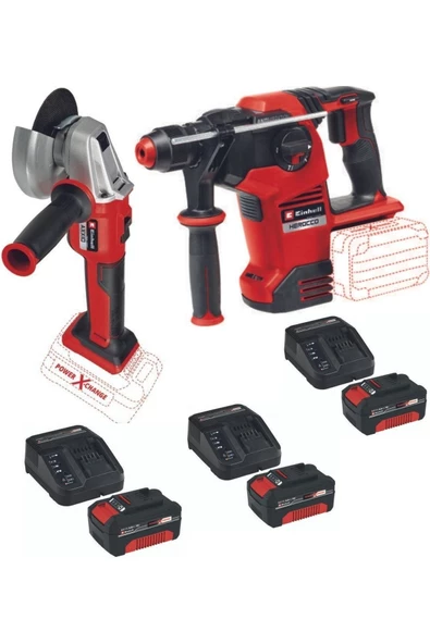 Einhell Te-cı 18 Bl Vidalama Axxio 18/115 Taşlama Herocco 36/28 Kırıcı 3x4.0ah Akülü Kömürsüz Set